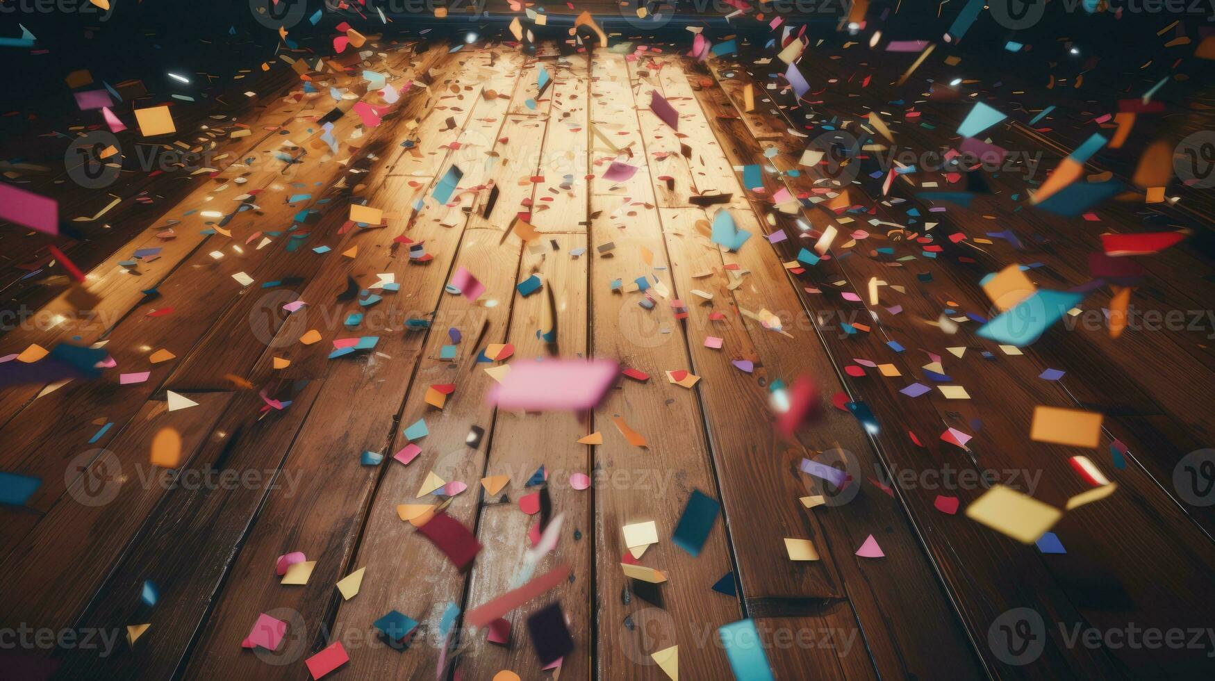 Background floor with shining confetti. Cleaning up after the holiday, the party photo