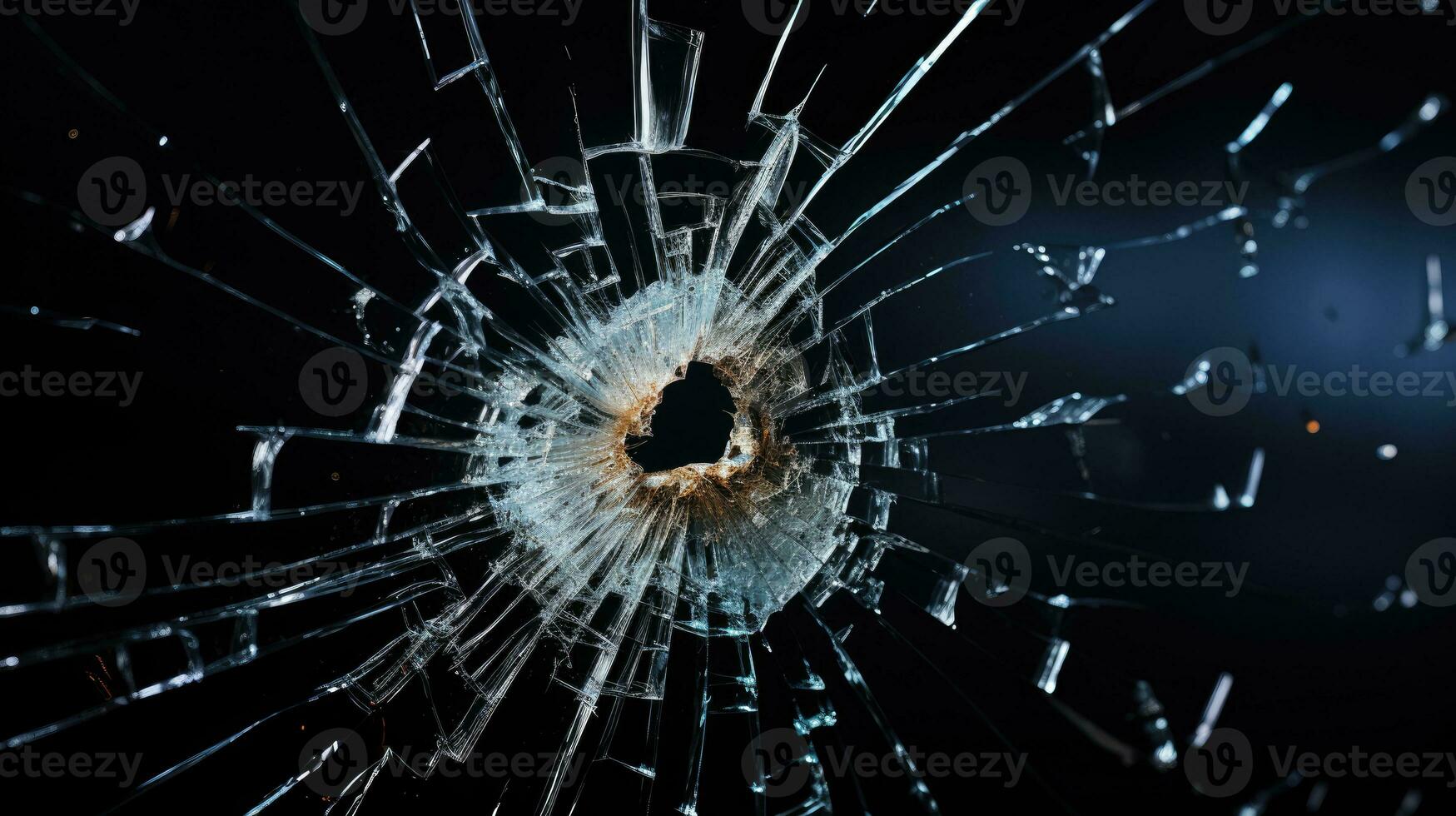 Bullet hole glass abstract background - crime gun shot photo