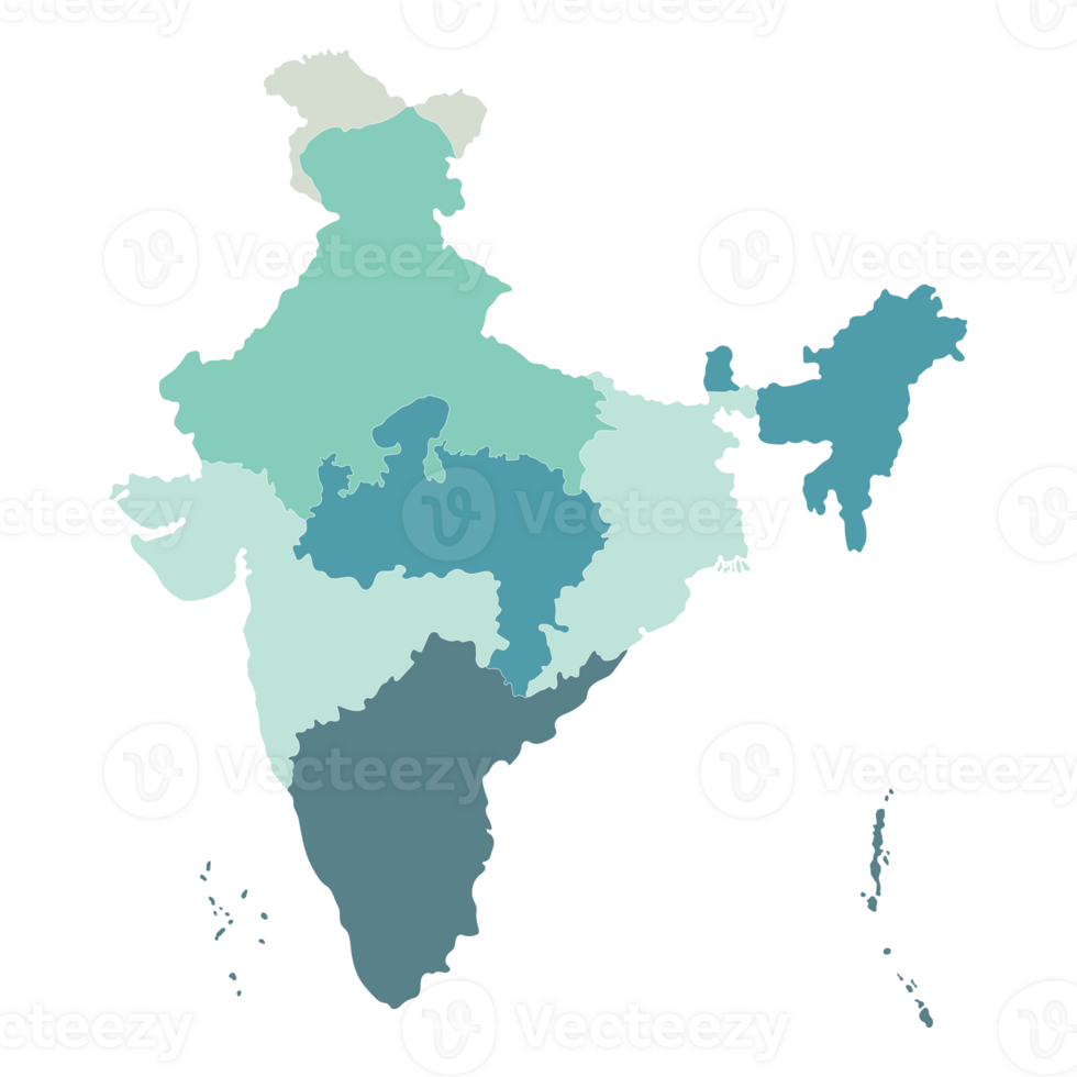 Map of India administrative regions. India map png