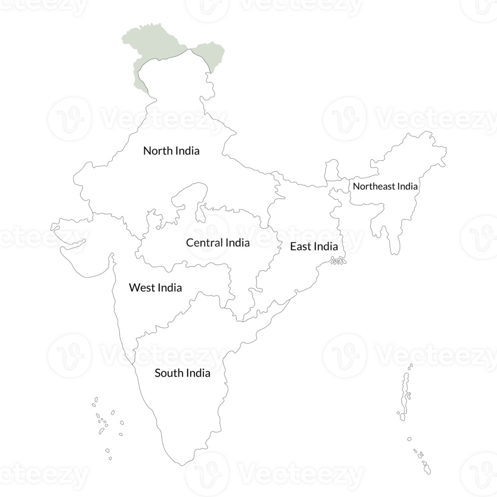 mapa de India administrativo regiones. India mapa png