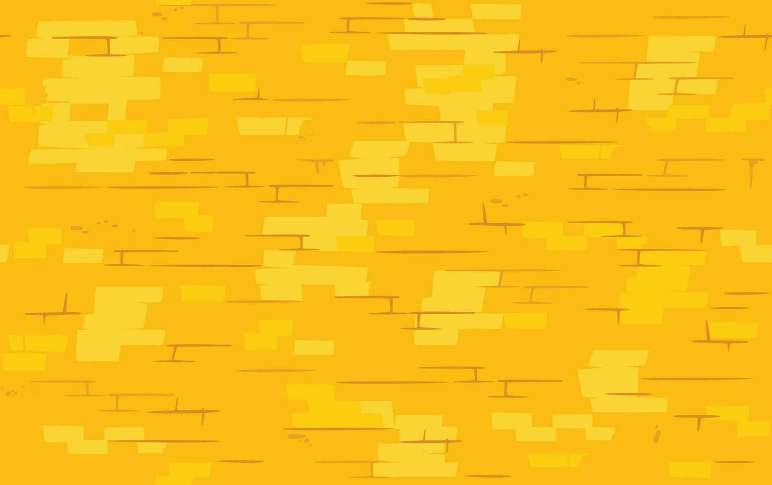 Hand Drawn Golden Cartoon Brick Wall, Seamless Texture. Simple Yellow Background for Games, Print, Textile and Outdoors vector