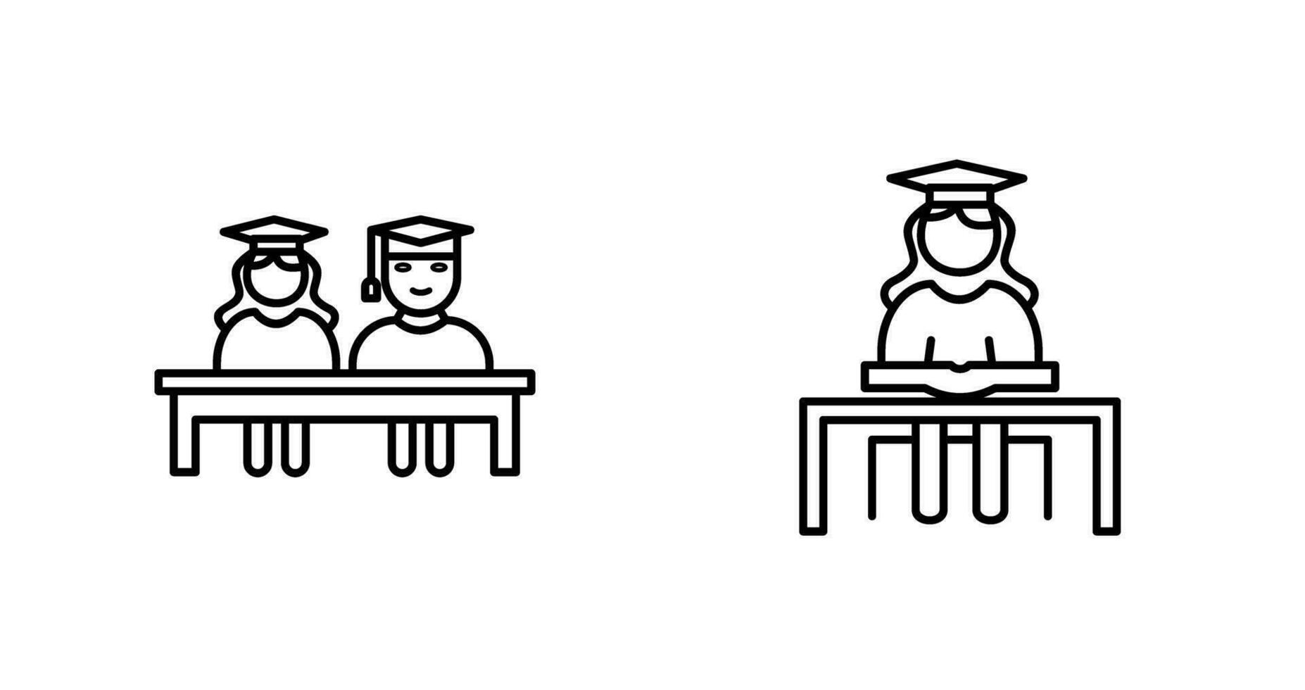 Students Sitting and Female Student Icon vector