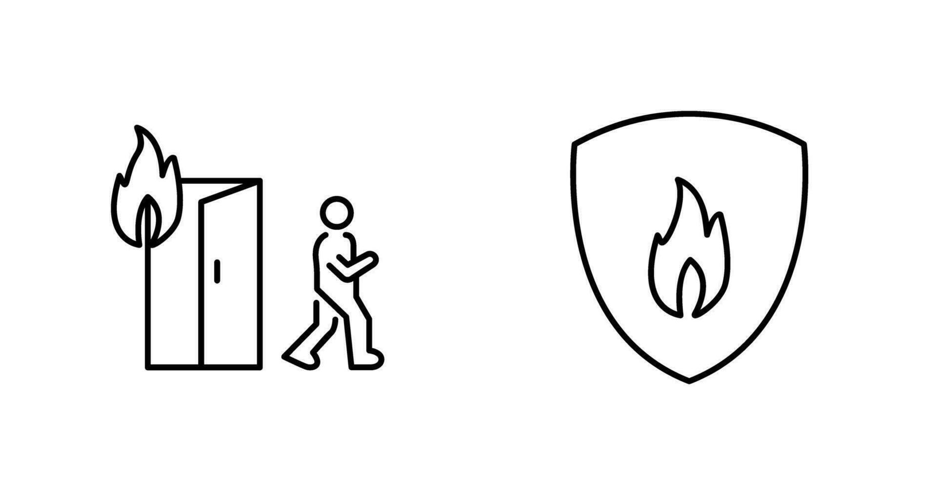 running from fire and fire shield  Icon vector