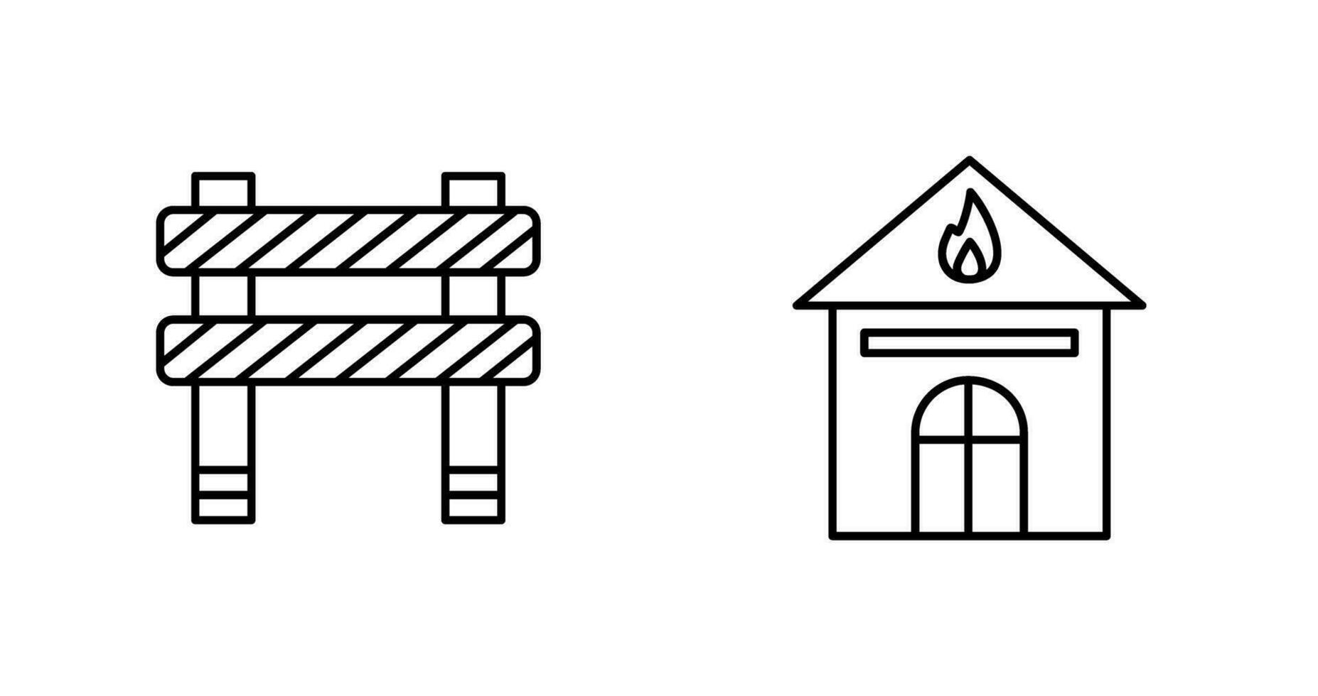 barrier and house on fire Icon vector
