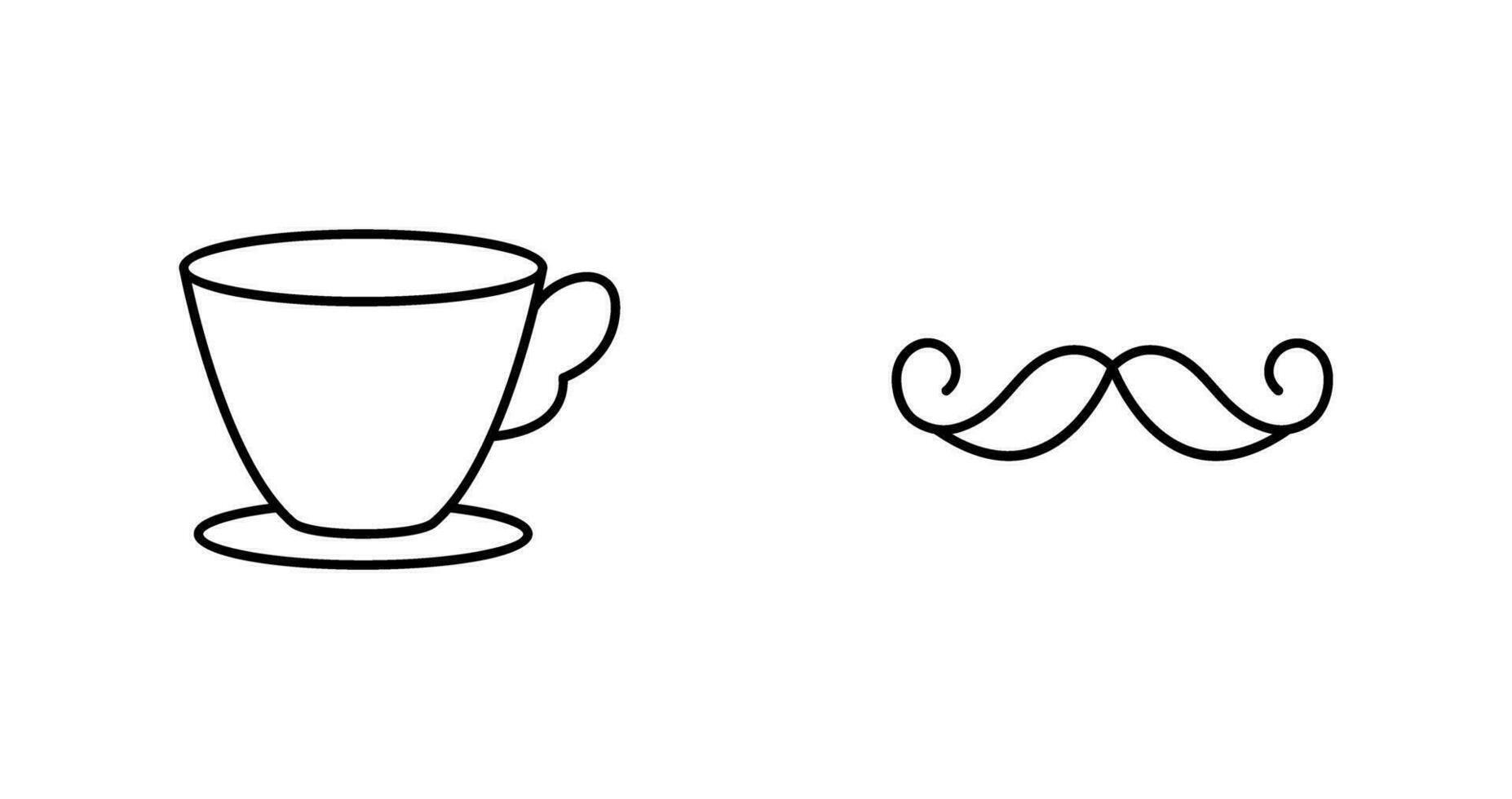 té taza y Bigote icono vector