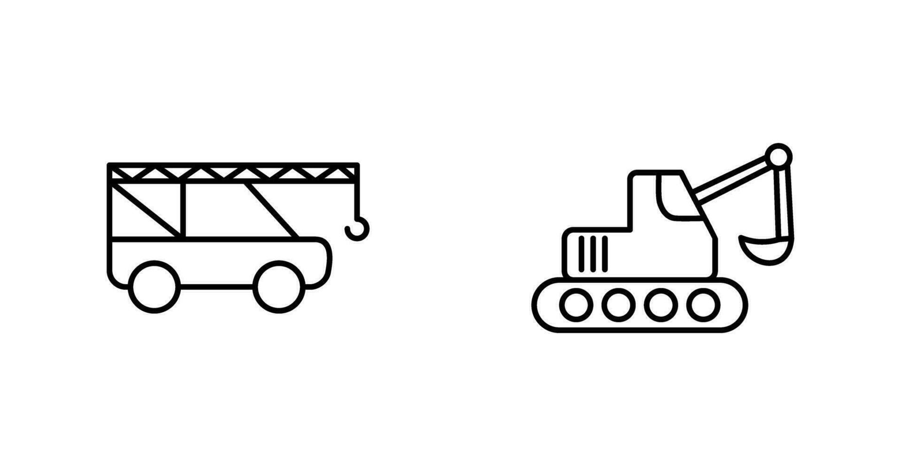 Crane and Escavator Icon vector