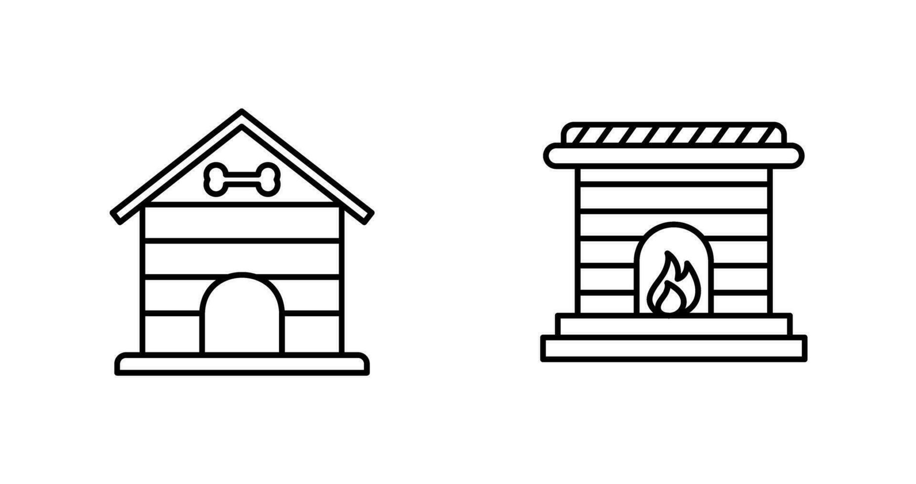 Dog House and Fireplace Icon vector