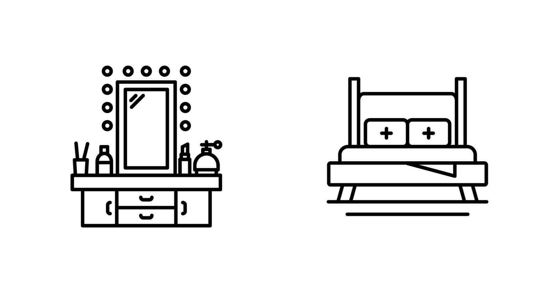 Dressing Table and Bed Icon vector