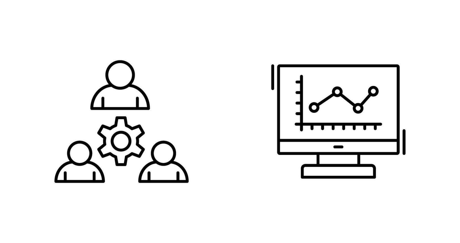 Teamwork and Line Chart Icon vector