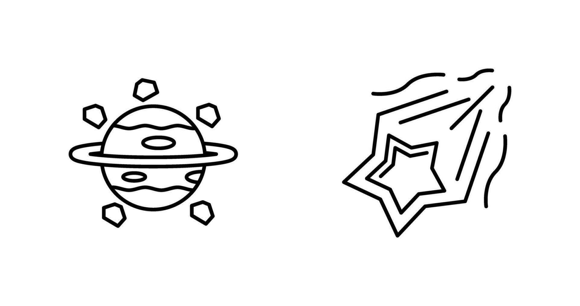 Saturno y disparo estrella icono vector