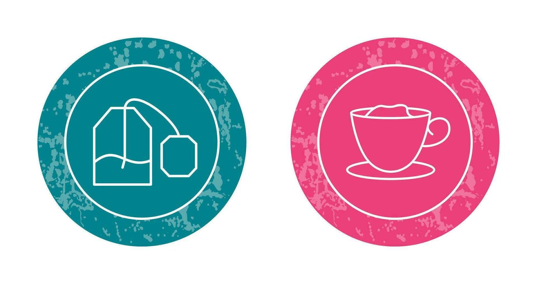 tea bag and creamy coffee  Icon vector