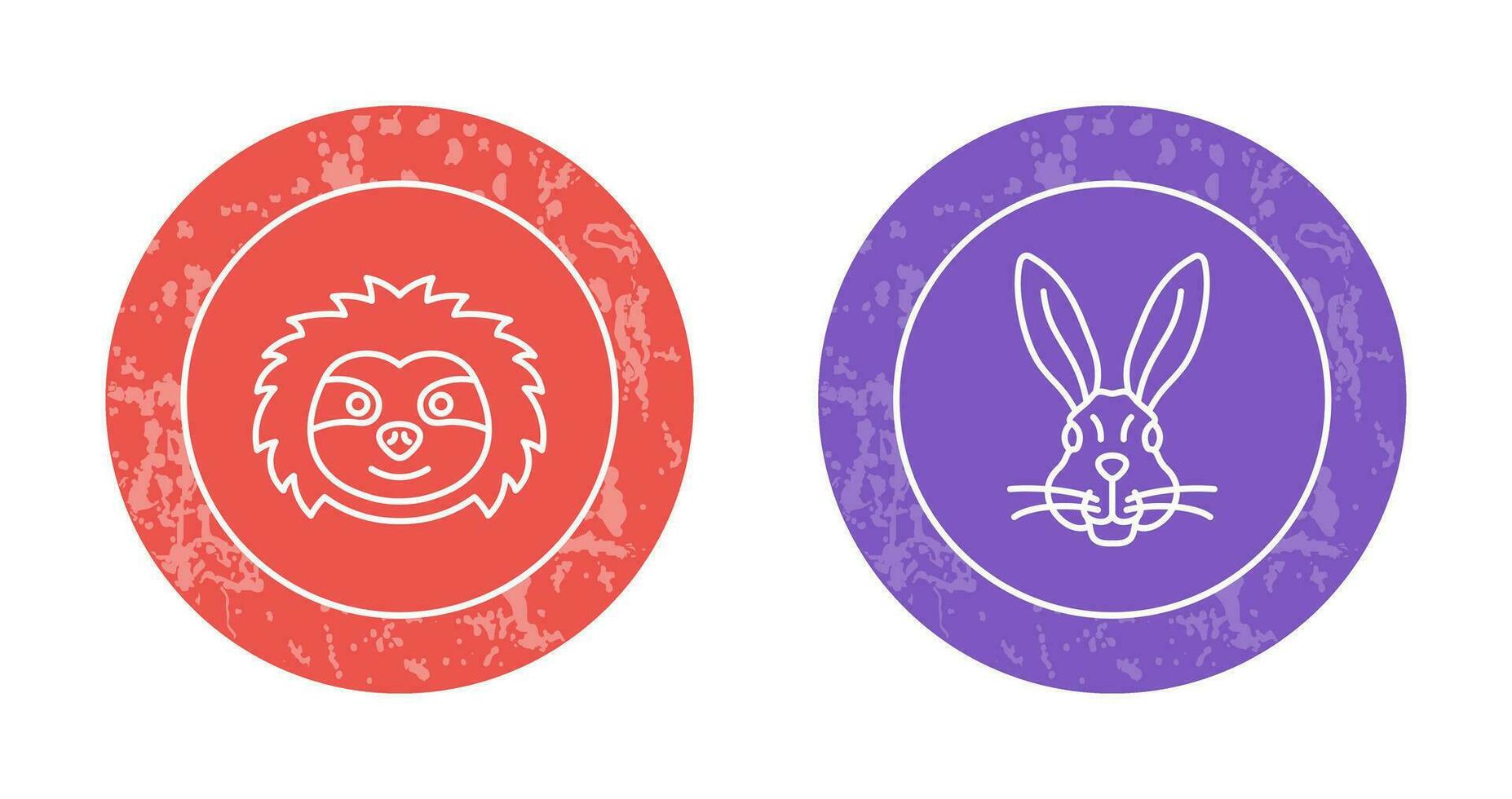 Sloth and Rabbit Icon vector