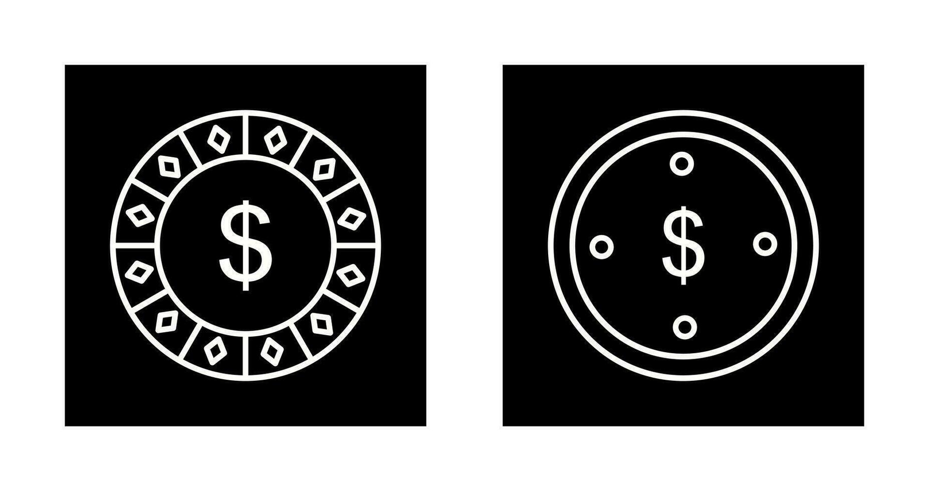 dollar chip and dolllar coin Icon vector