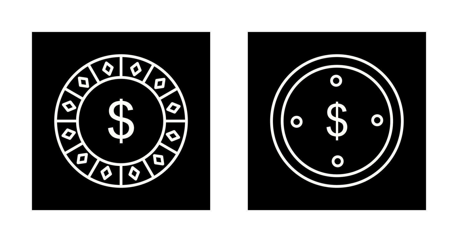 dollar chip and dolllar coin Icon vector