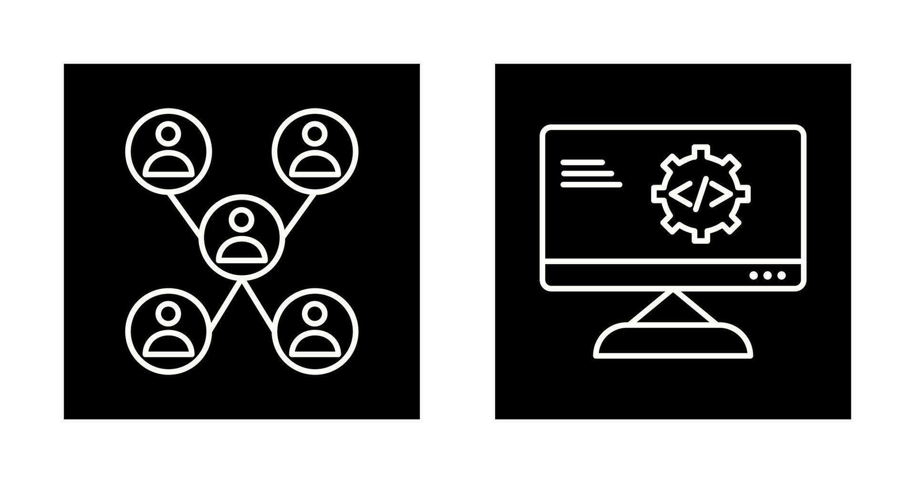 Company Network and Code Optimization Icon vector