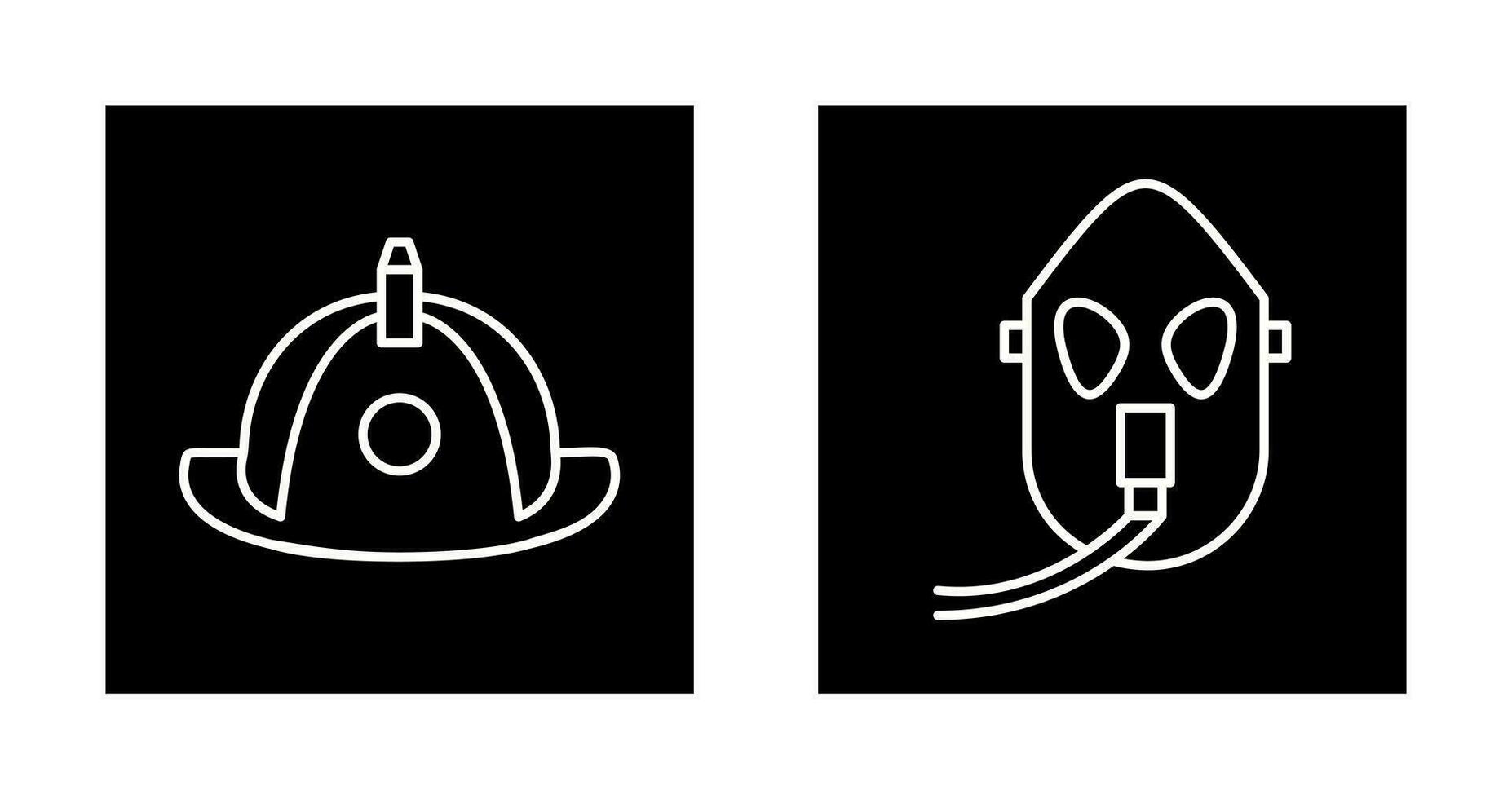 firefighter hat and Oxygen mask Icon vector