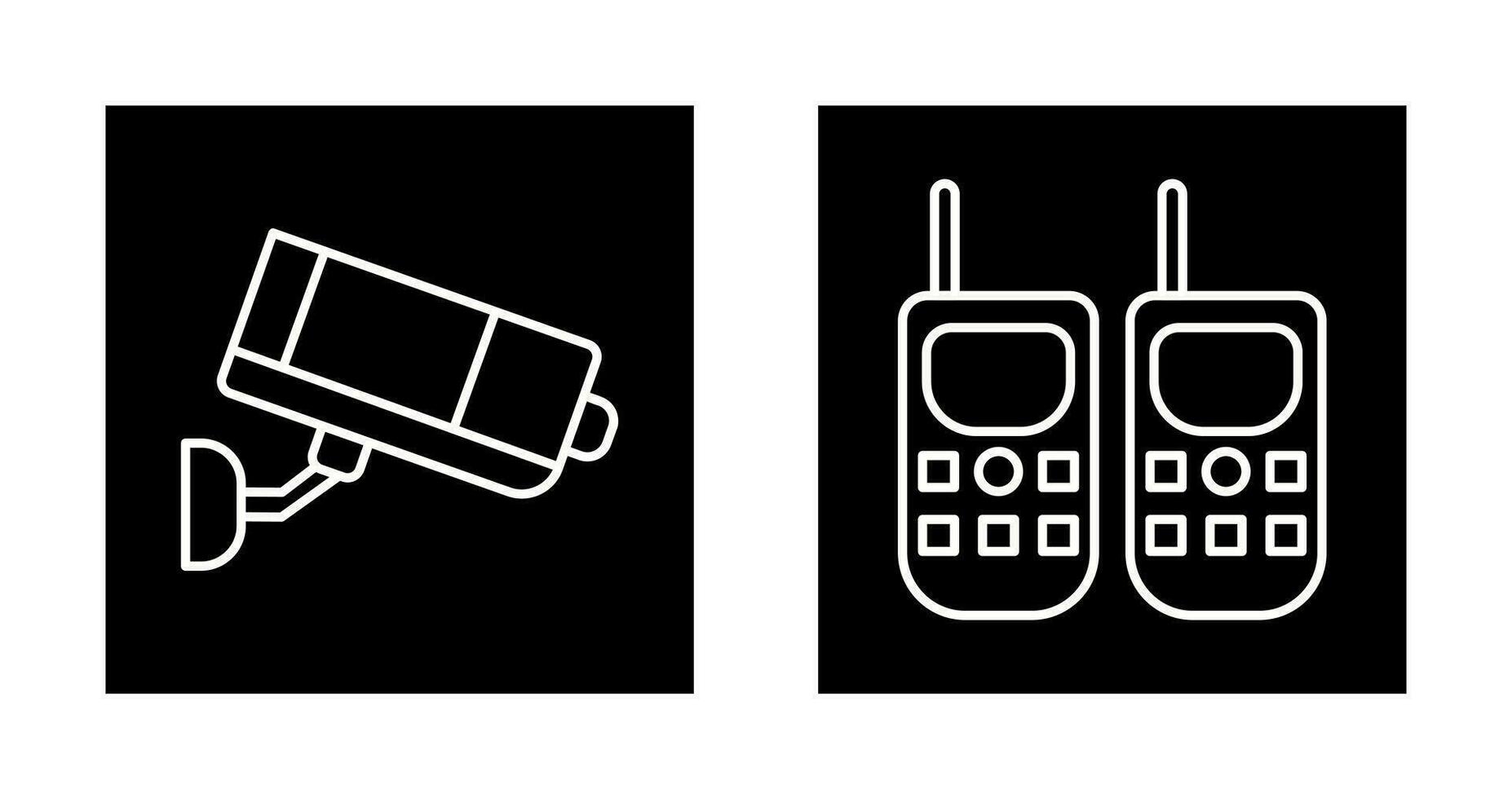 CCTV Camera and Walkie Talkie Icon vector