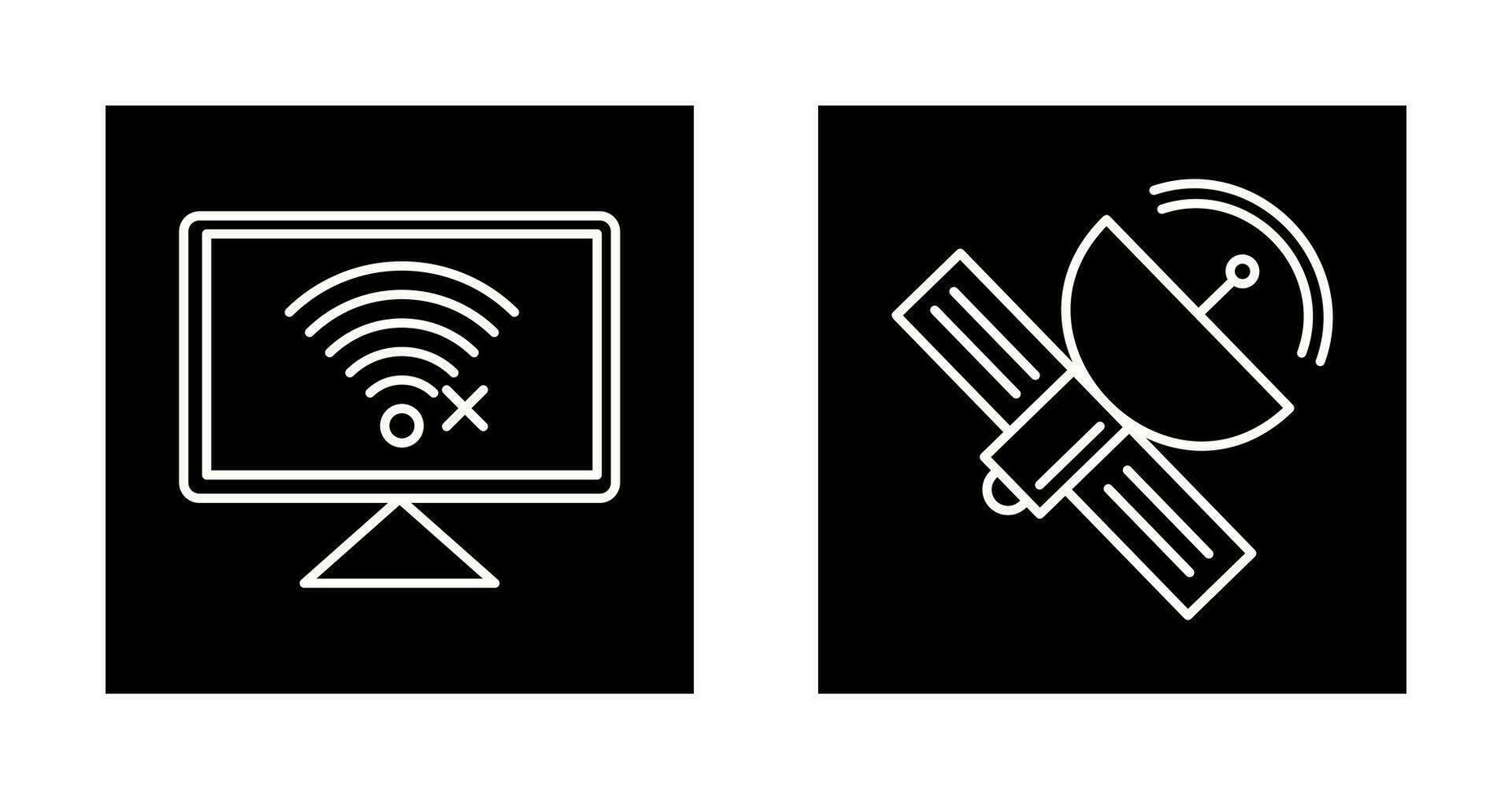 Disconnected Network and Satellite Icon vector