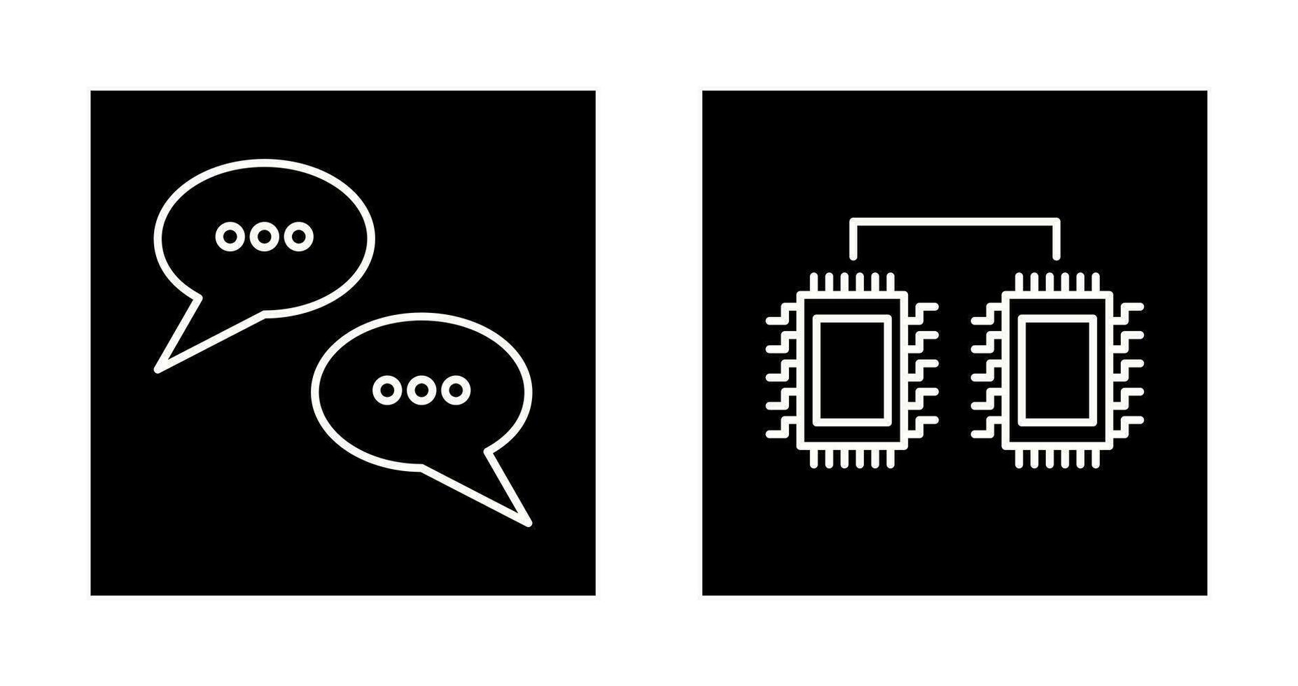 conversacion burbujas y procesadores conectado icono vector