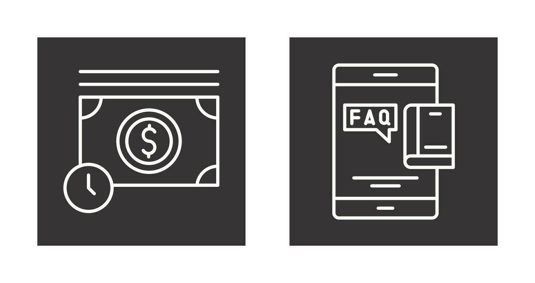 Time is Mony and Faq Icon vector