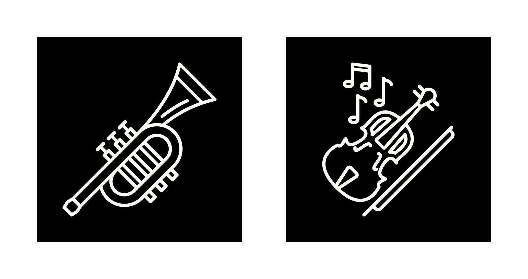 trompeta y violín icono vector