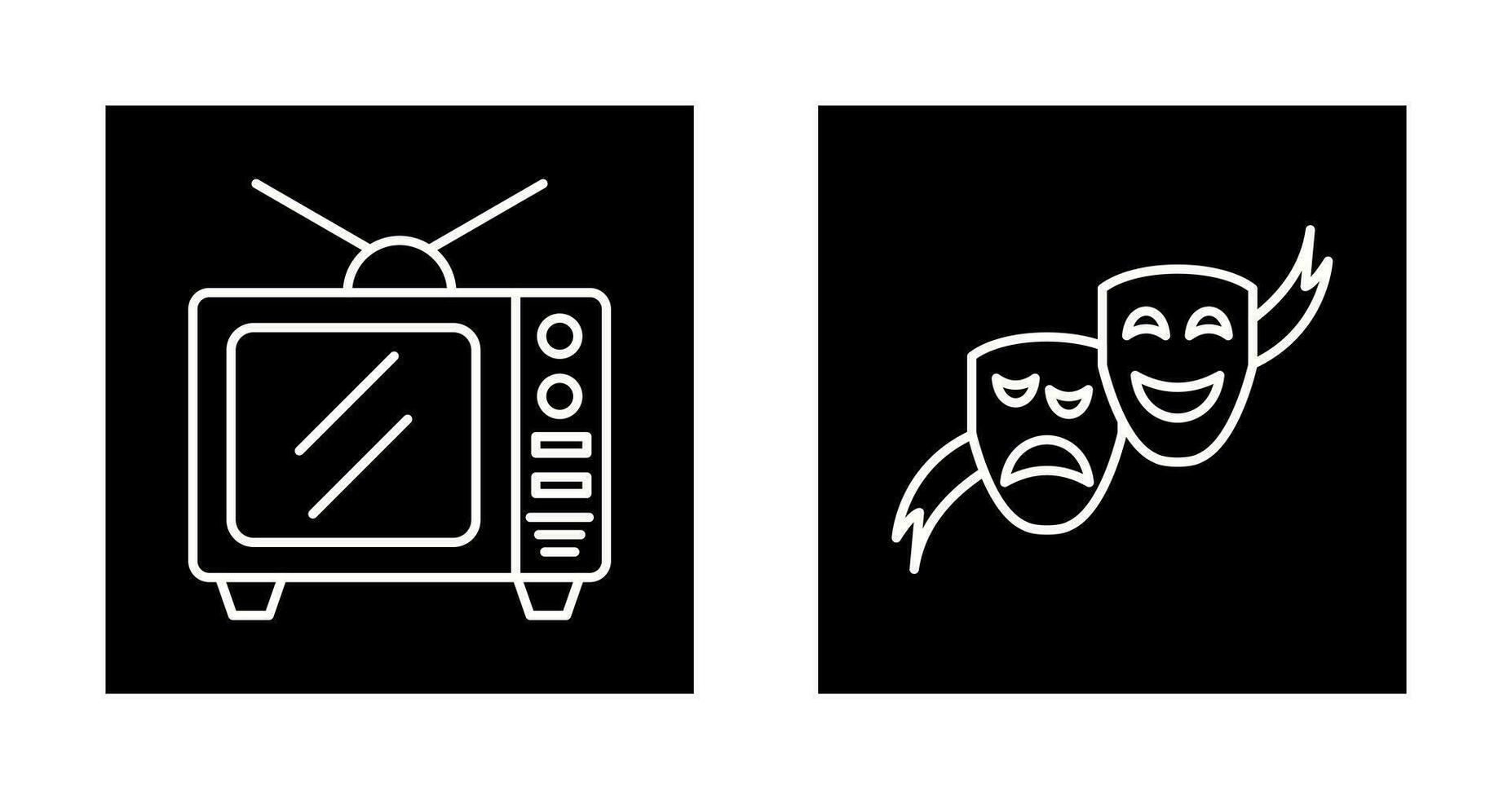 televisión y teatro mascaras icono vector