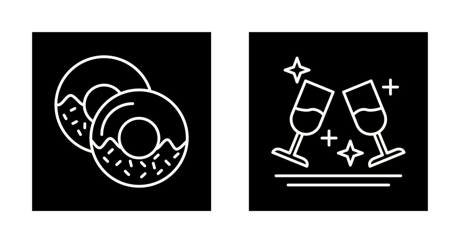 Two Glasses Romantic and Doughnut Icon vector