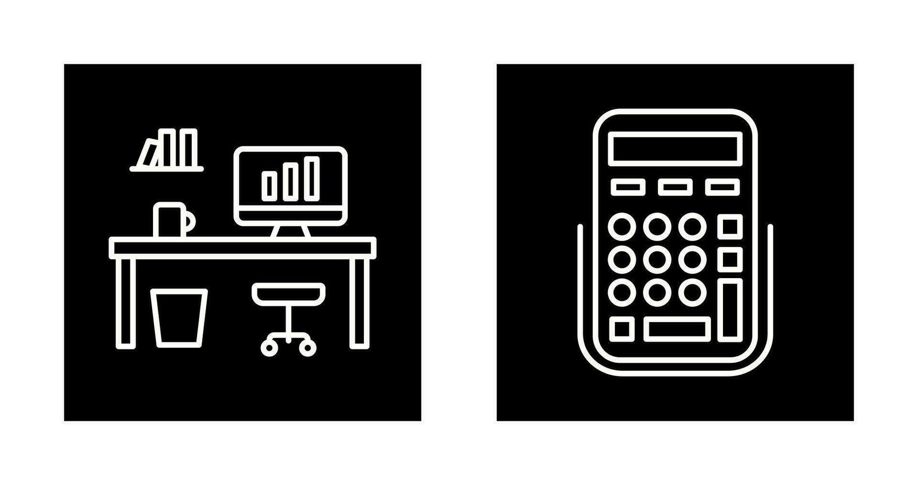 oficina escritorio y calculadora icono vector