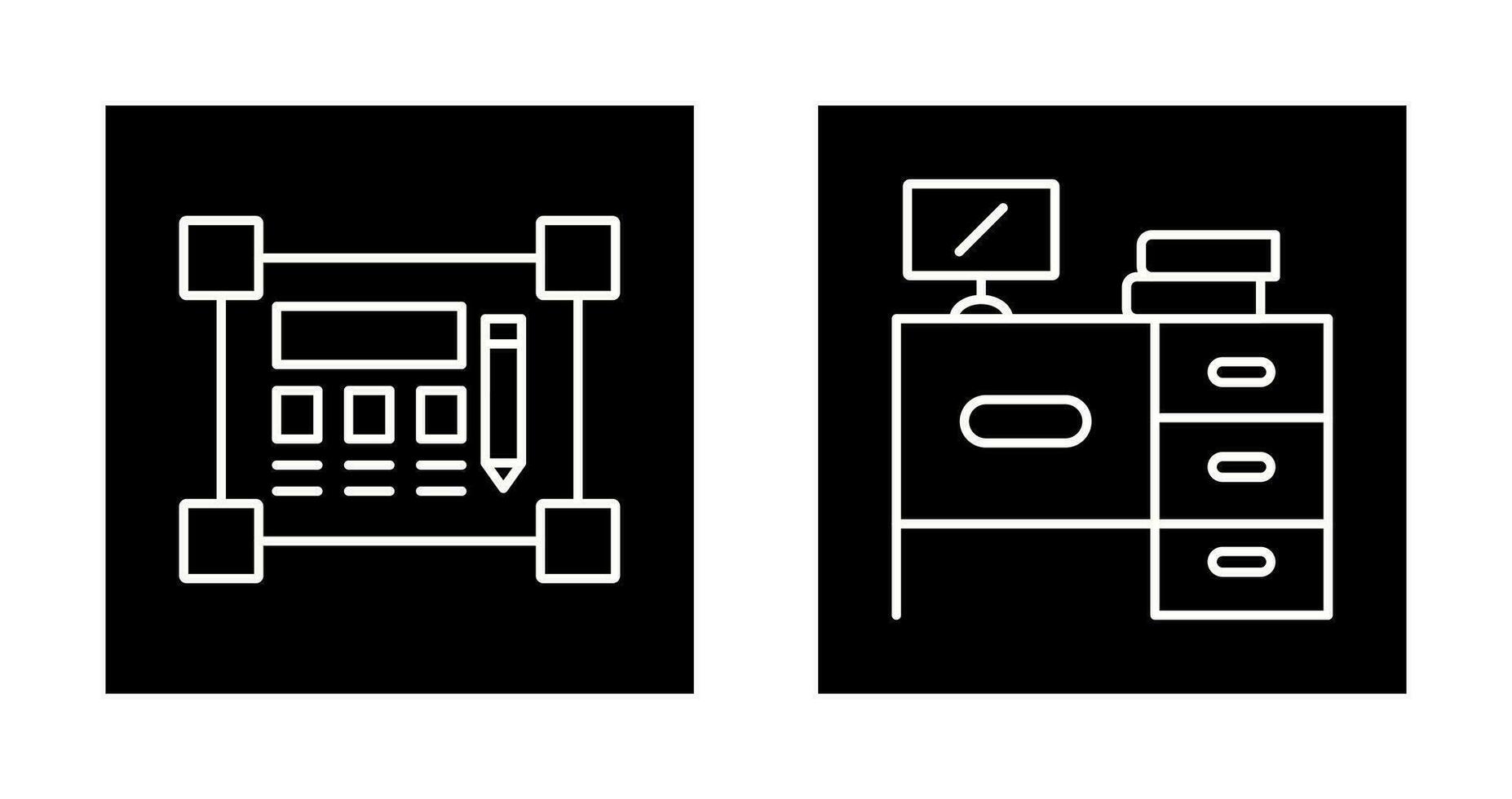 Blueprint and Desk Icon vector