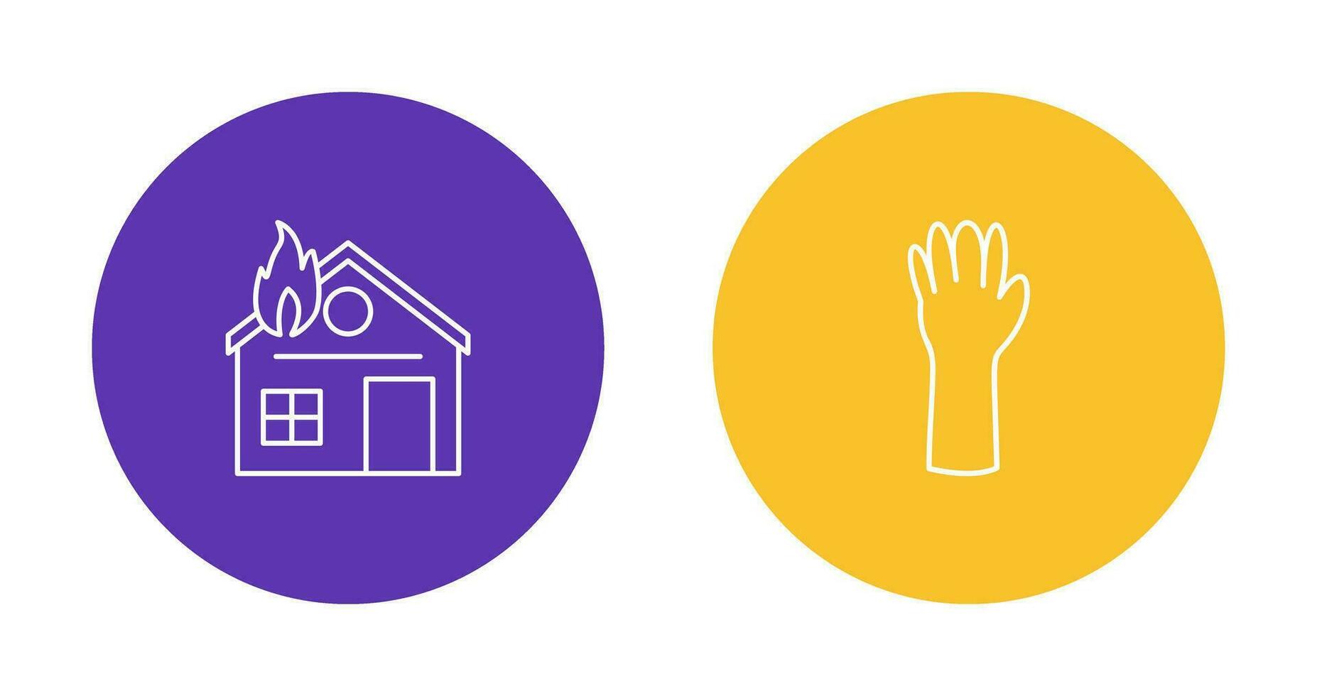 house on fire and gloves Icon vector