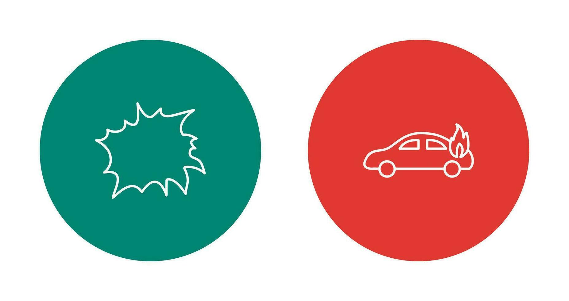 explosion and car on fire  Icon vector