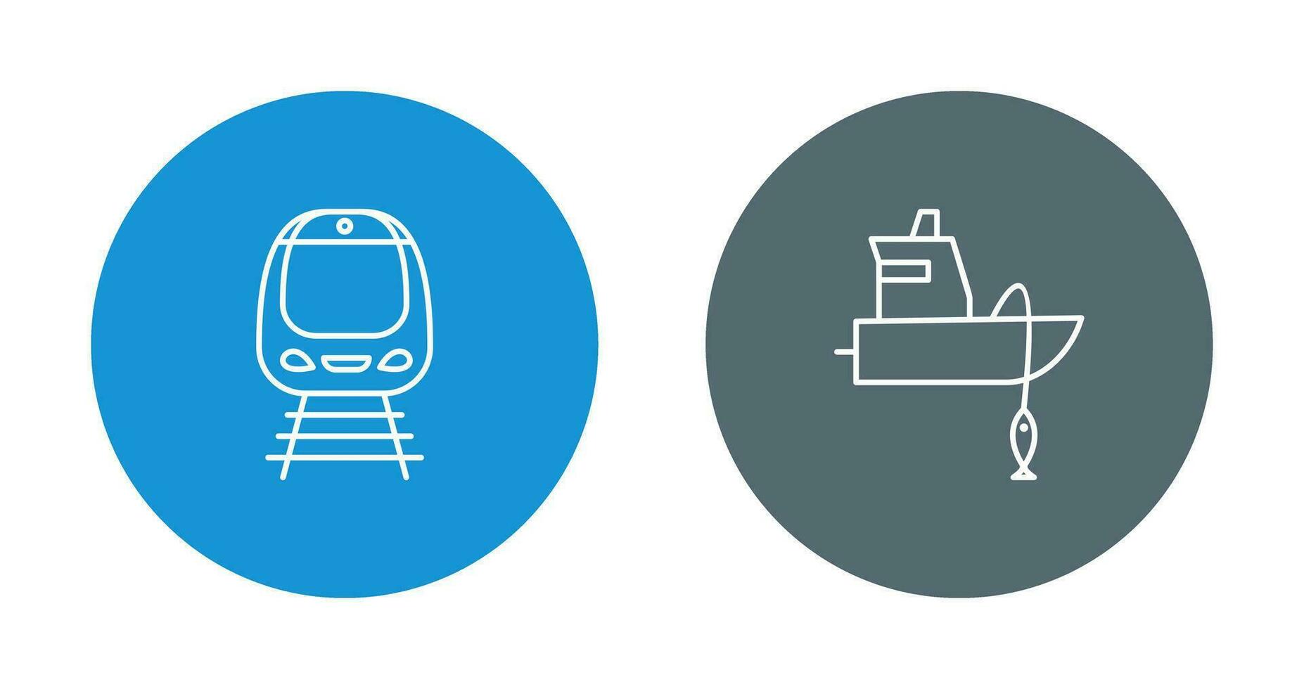 Train and Fishing Boat Icon vector