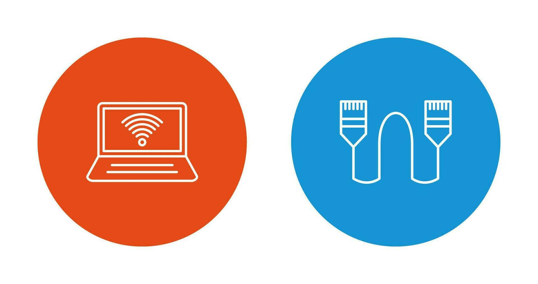 Connected Laptop and Internet Cable Icon vector