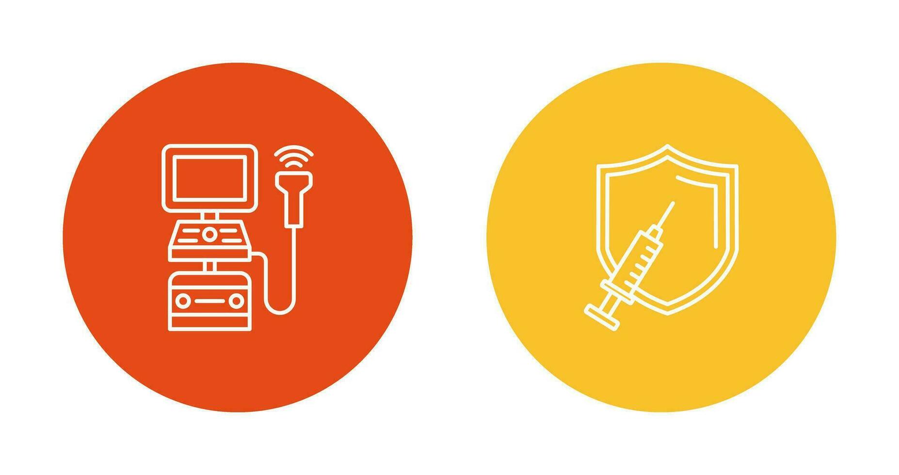 Ultrasound Machine and Vaccination Icon vector