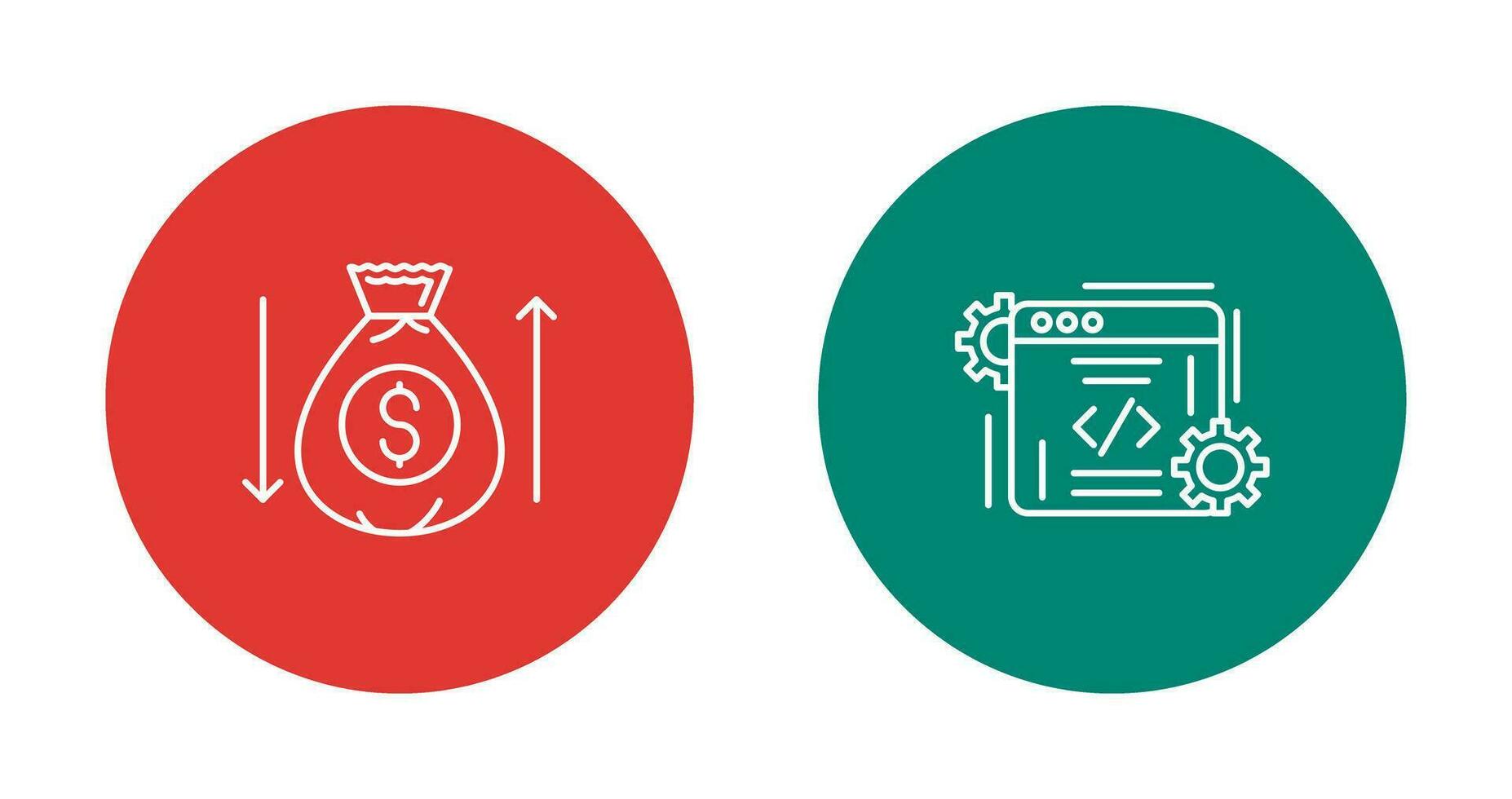 dinero bolso y codificación icono vector