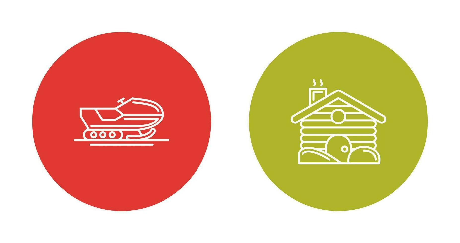 Snowmobile and Cabin Icon vector