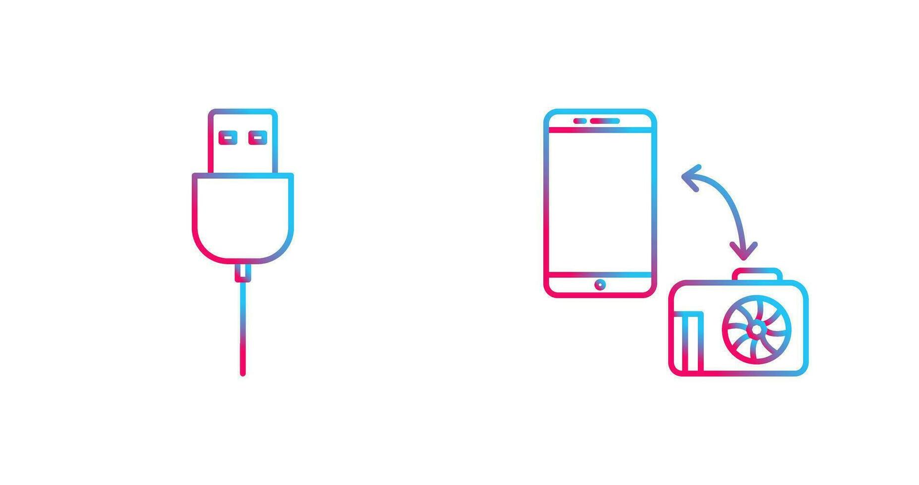 usb cable and transfer images Icon vector