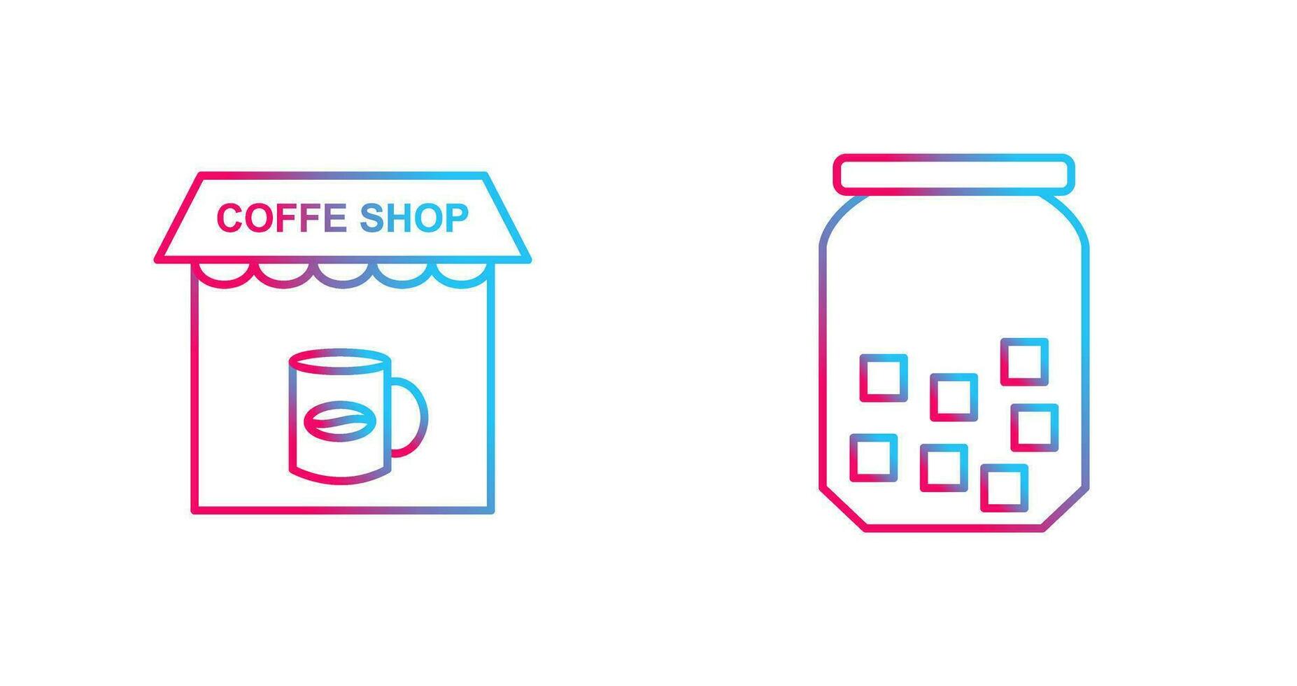 Coffee Shop And sugar Bottle  Icon vector