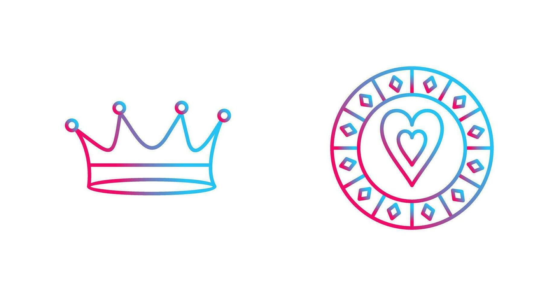 king crown and heart chip Icon vector