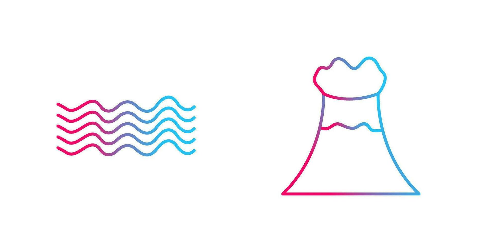 magnetic waves and volcano Icon vector