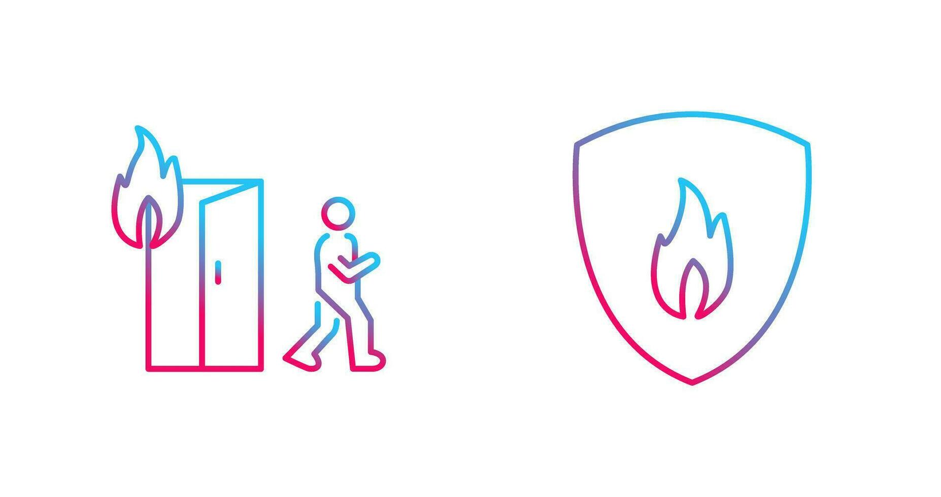 running from fire and fire shield  Icon vector