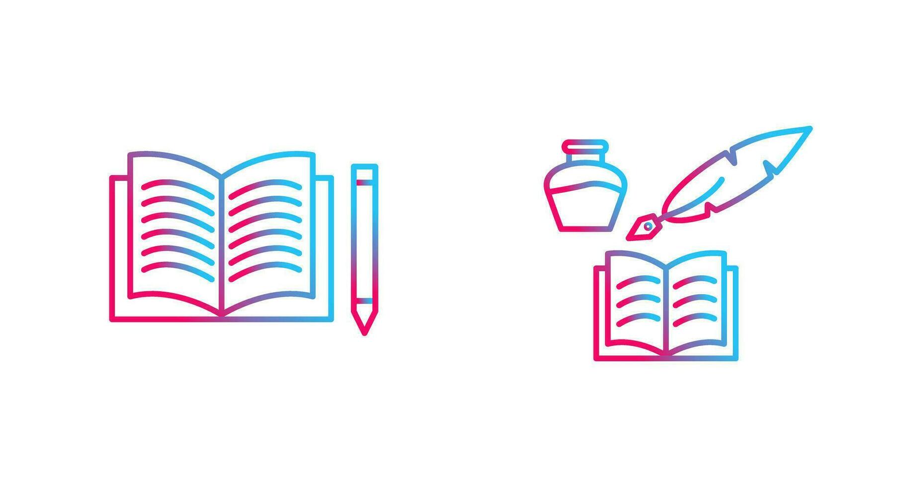 Pencil and Book and Quilland Book Icon vector