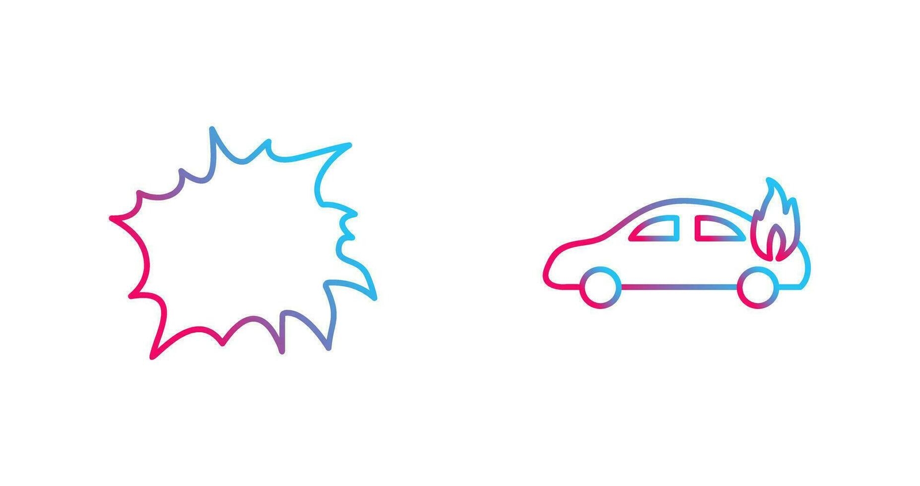 explosion and car on fire  Icon vector