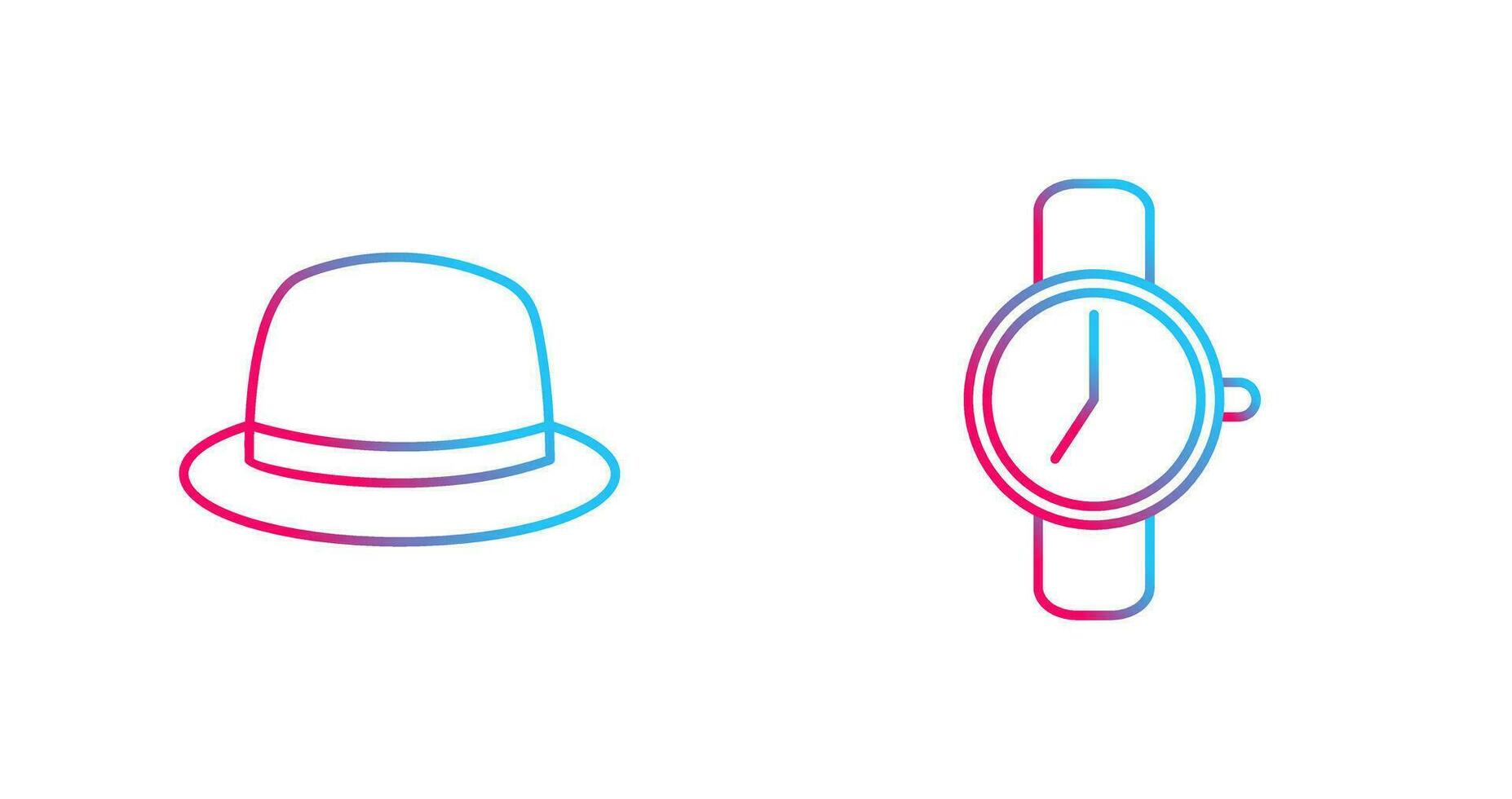 sombrero y reloj icono vector