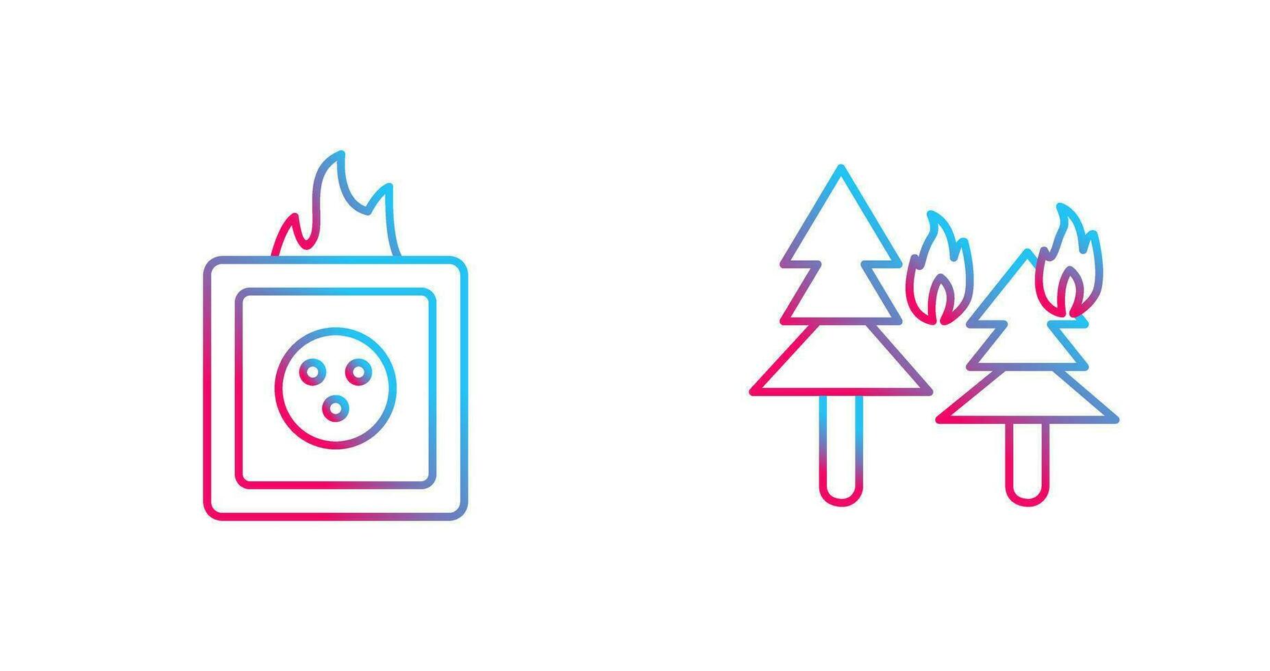 fire in forest and fire in socket Icon vector