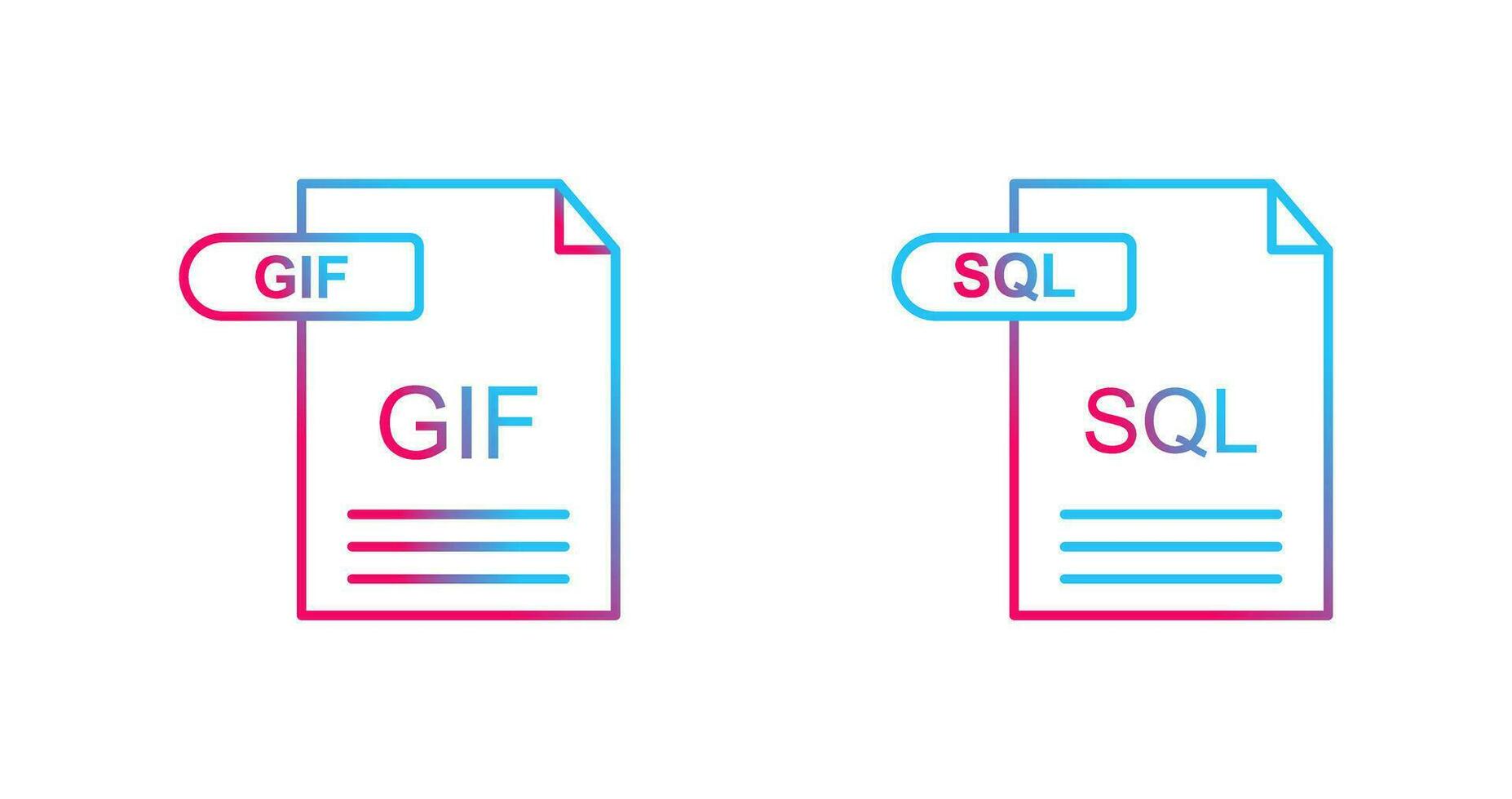 GIF and SQL Icon vector