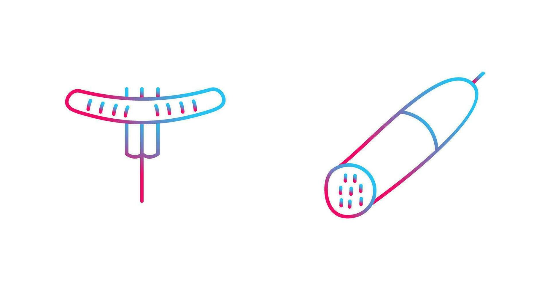Sausage on Fork and Salami Icon vector