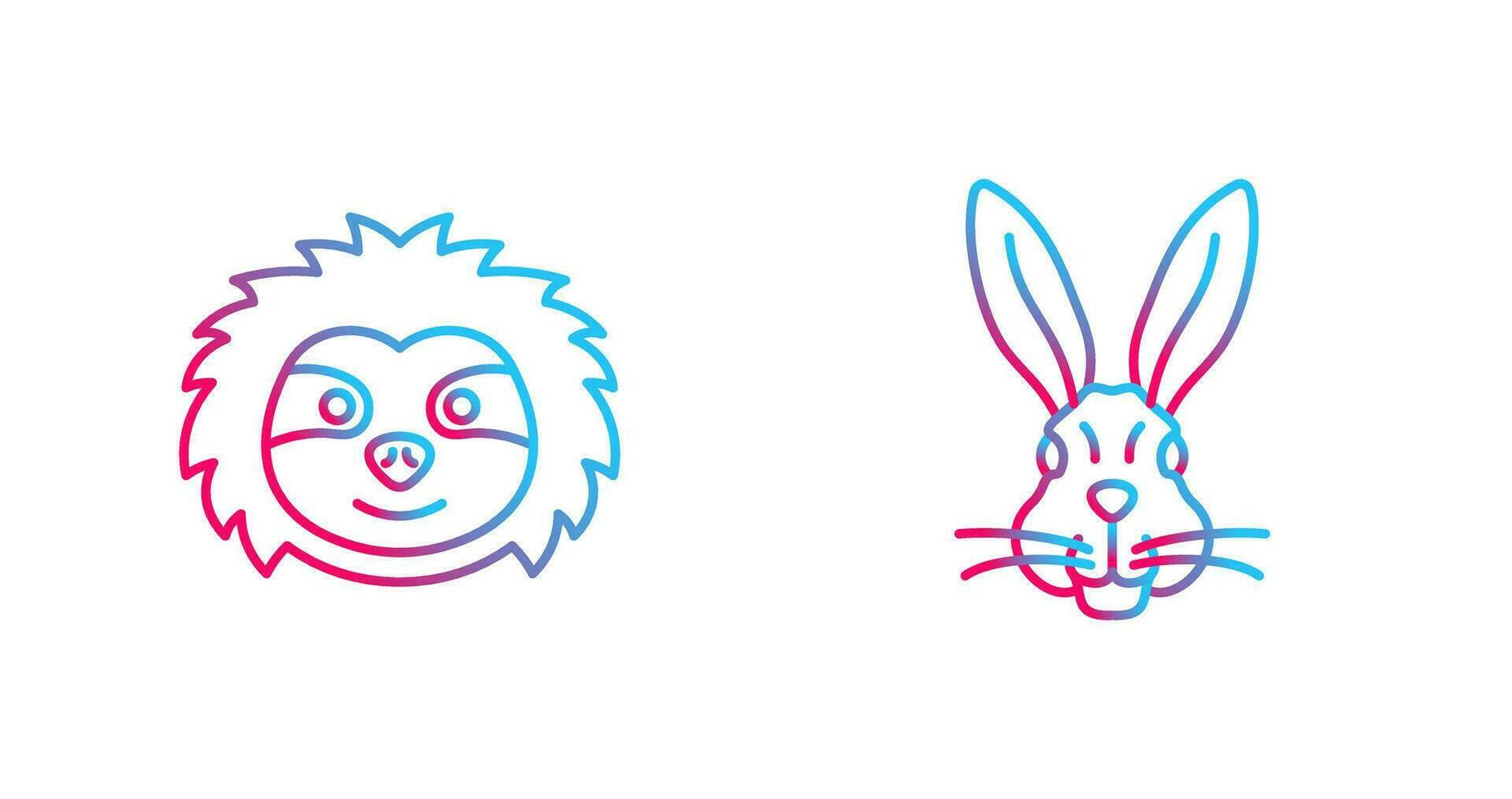 Sloth and Rabbit Icon vector