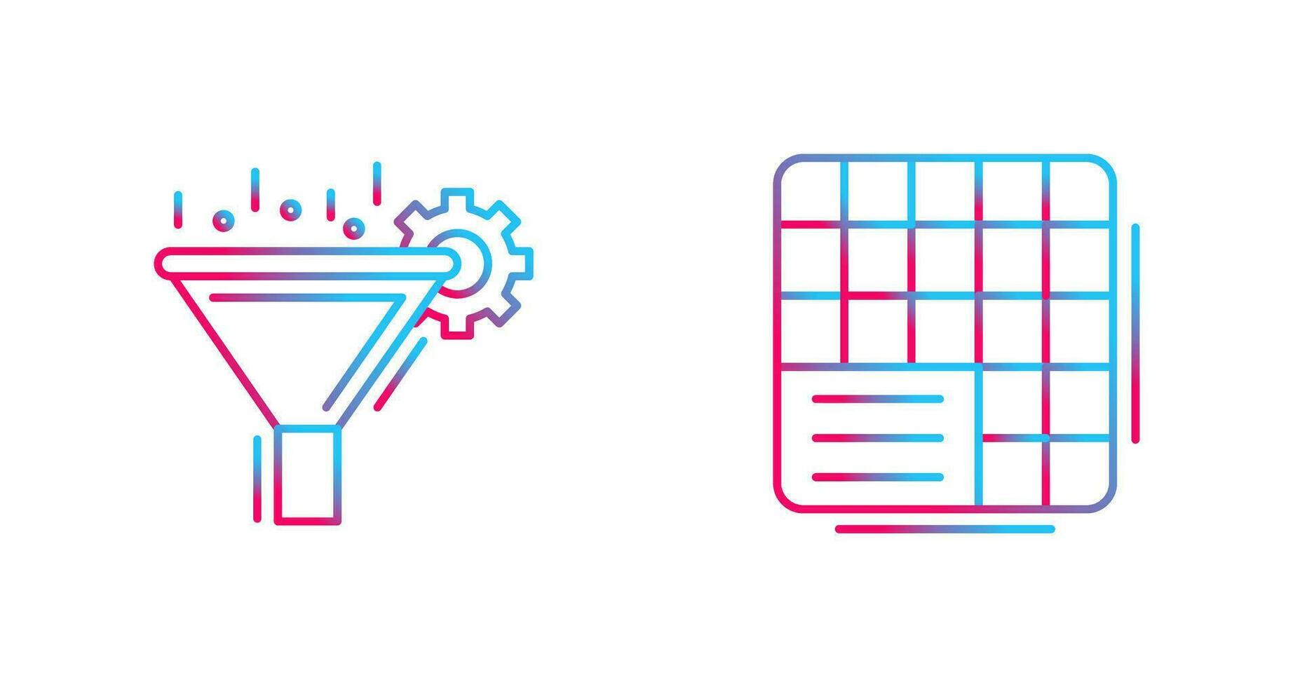 Filtering and Table Data Icon vector