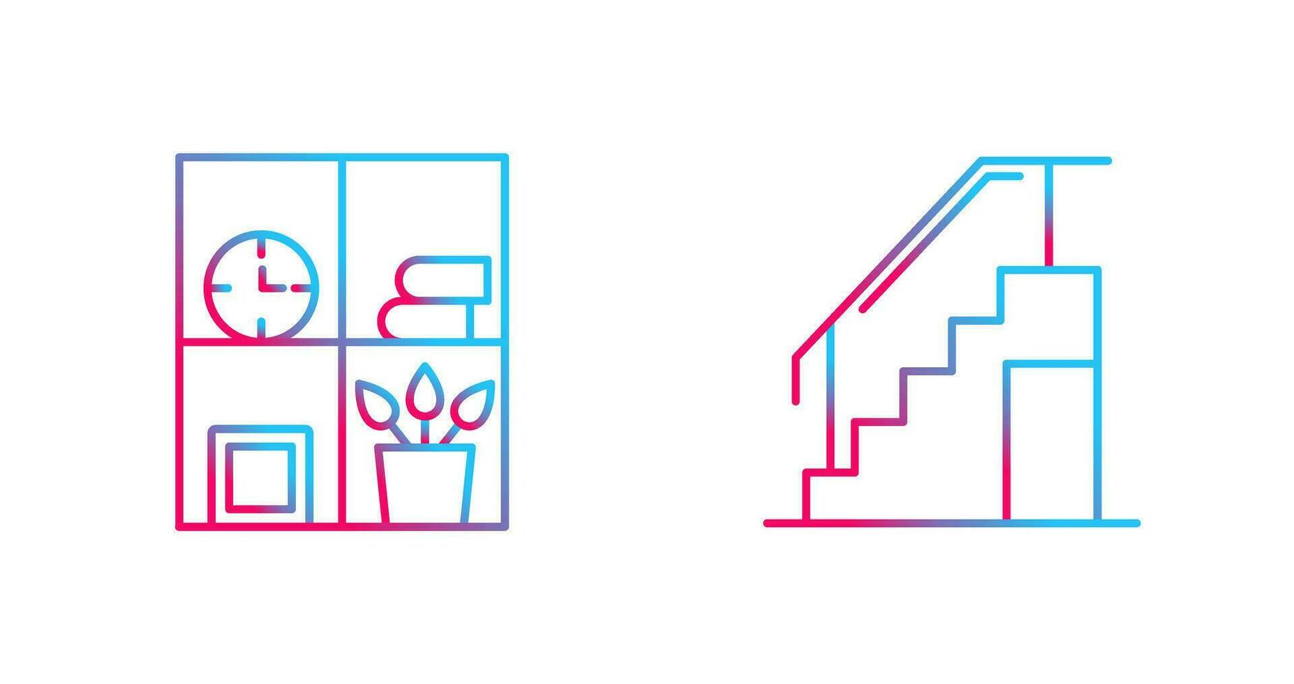Bookshelf and Stairs Icon vector